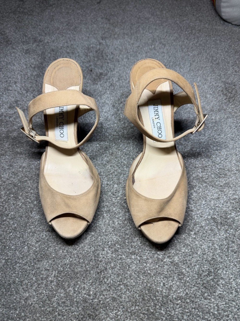 Jimmy Choo Tan Suede Plataform Heels Size 39